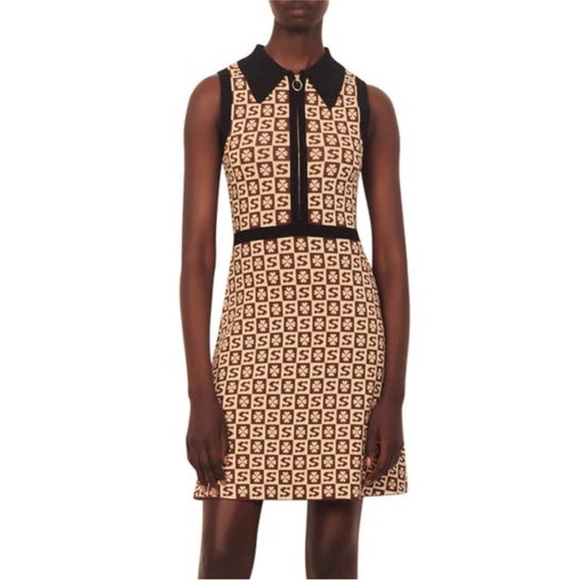 Sandro Knit Logo Shift Shirt Dress - Picture 3 of 15